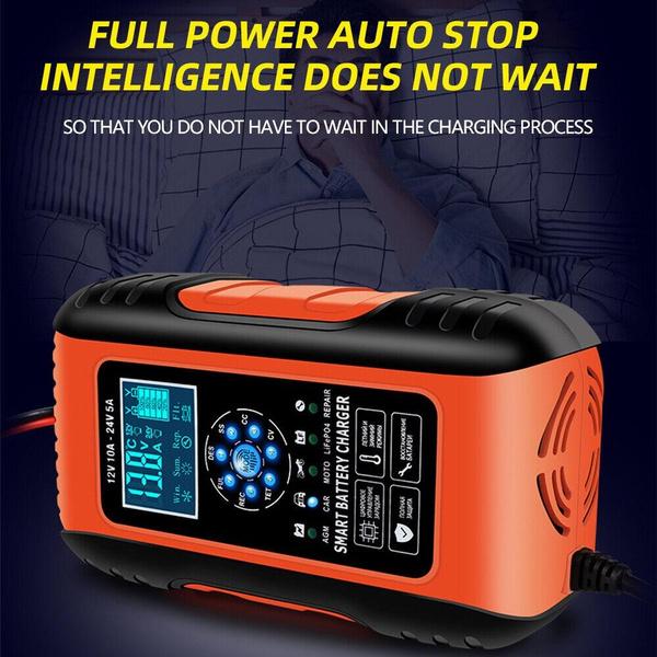 Интеллектуальное устройство для обслуживания аккумуляторов. Зарядное устройство для аккумуляторов на 10 А, 24 В и 12 В. Автомобильное зарядное устройство с ЖК-дисплеем. США. Автомобильное зарядное устройство. Импульсный стартер AGM/GEL.