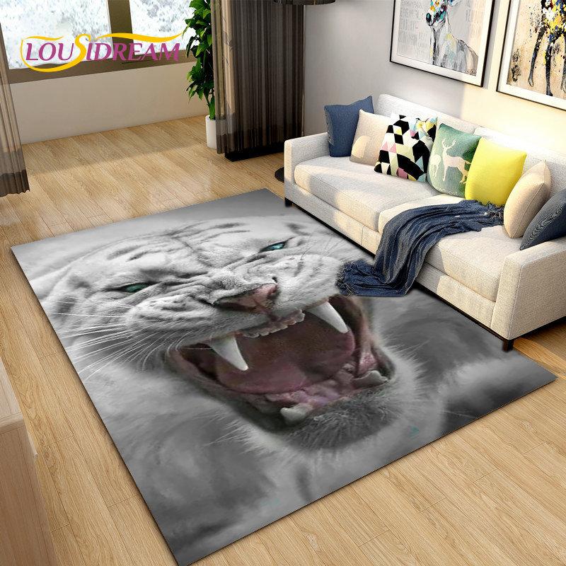 3D зверь, мультяшное животное, тигр, саблезубый, коврик, коврик для гостиной, спальни, диван, коврик для украшения, нескользящий напольный коврик