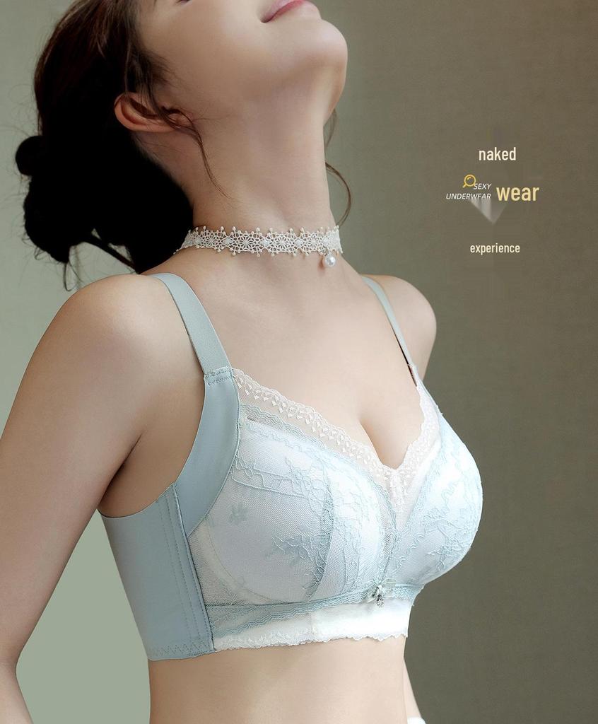 Wireless Lace Bra with Side Support and Anti-Sagging Design
