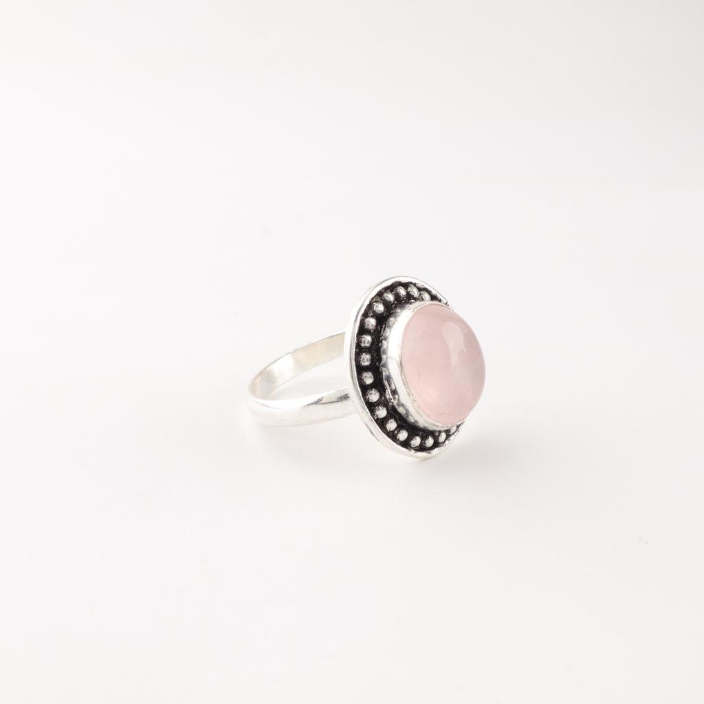 Rose Quartz Gemstone 925 Sterling Silver Jewelry Handmade Ring Valentines Gift RR-62-34