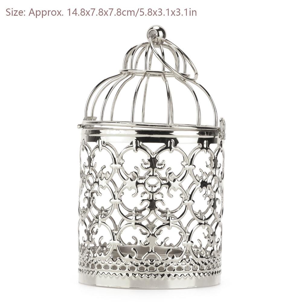 Iron Hanging Lantern Candle Holder Electroplated Birdcage Candlestick Decorations Gift For Events