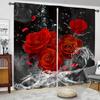 3D 2panels Blooming Roses Printed Curtain, For Bedroom Office Kitchen Living Room Study Home Decor
