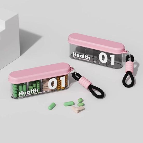 Portable Pill Box 4 Compartments Transparent Pill Case Travel Pill Organizer Tablet Dispenser with Slider Lock