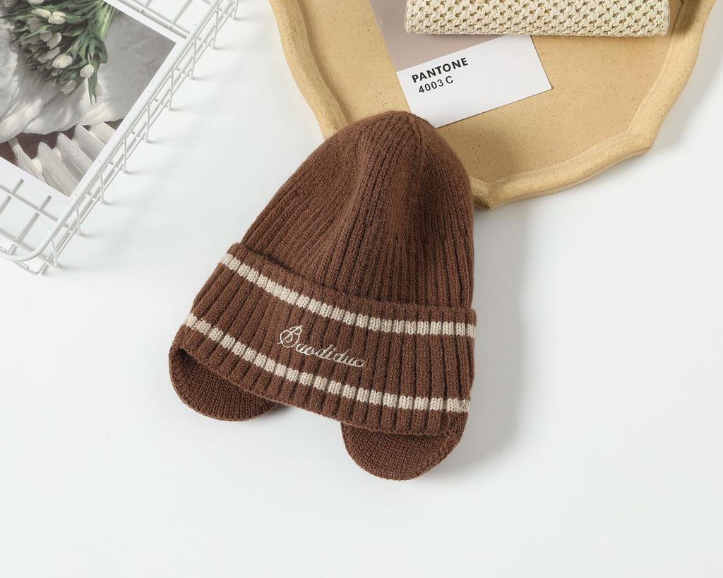 Осенне-зимняя вязаная шапка с надписью «Ухо защитное», флисовая, утепленная, для верховой езды, ветрозащитная, теплая, шерстяная, модная, холодная шапка