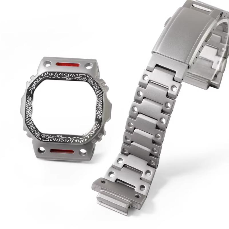 Для Casio Маленький Квадратный Серии GW-M5610DW5600 Модифицированный Тигровый Каменный Узор Рельефный Механический Металлический Корпус Ремешок Часы Модные Аксессуары