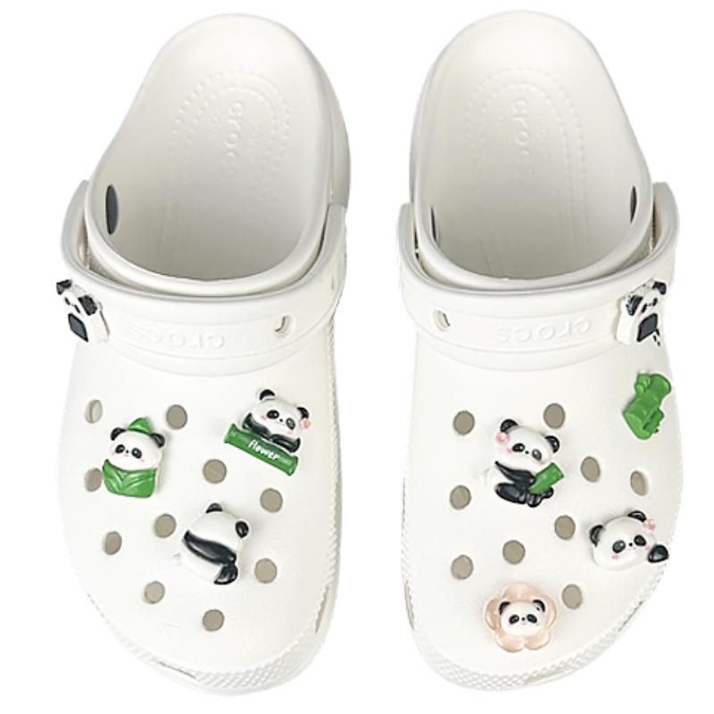 Crocs Классические Платформенные Клоги BNK Butt Panda Милые Игривые Яркие Винтажные Пляжные Обувь с Отверстиями Женские Черно-Белые