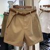 Women's High-Waist Cotton Shorts - Summer 2025 Korean Style, Loose, Slimming, Wide-Leg Casual Fit