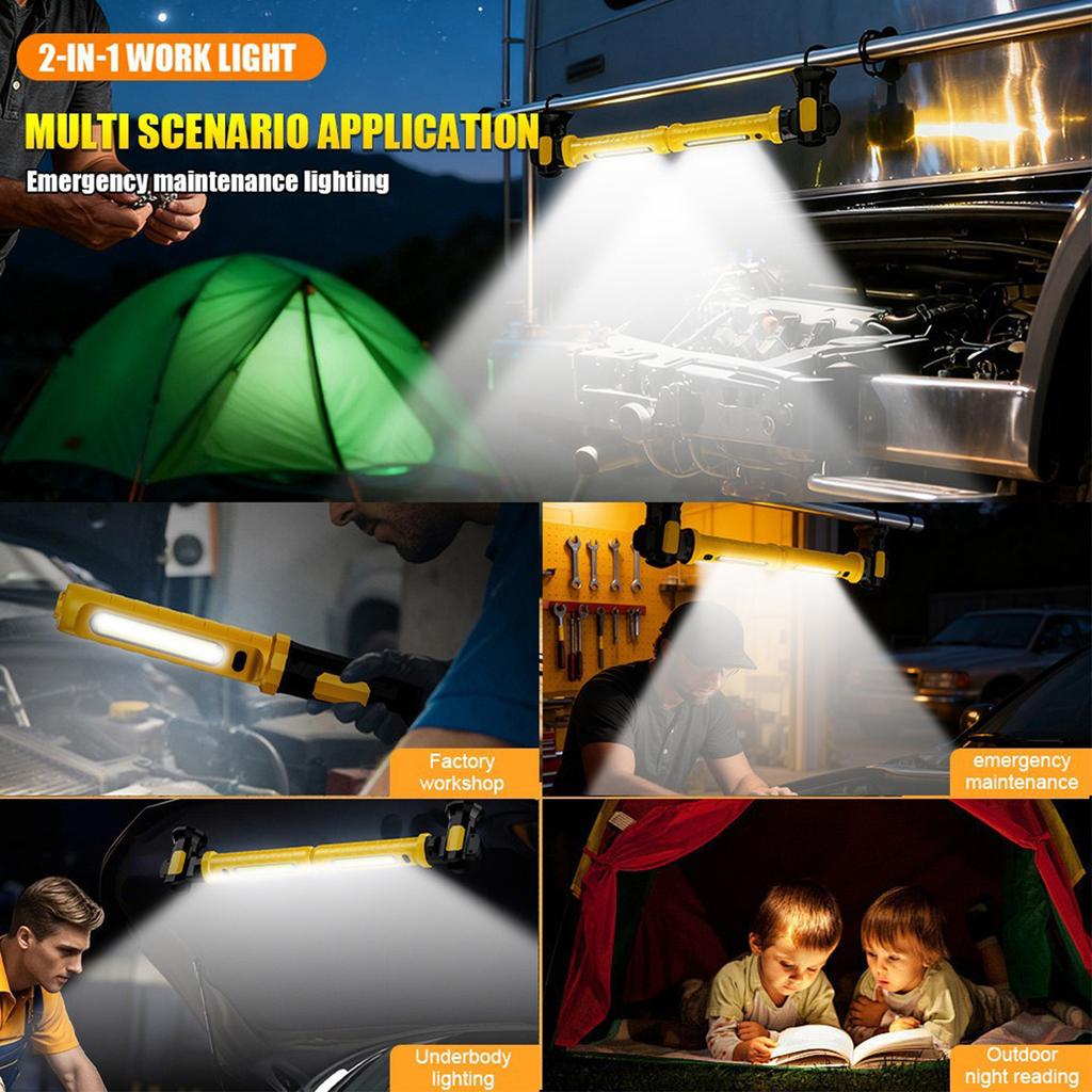 LED Magnetic Work Light 4000mAh Rechargeable Underhood Work Lamp with Hooks & Rotating Magnetic Base For Car Repairing Emergency