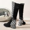 2025 осень и зима новые ботфорты с надписью женские европейские и американские ботфорты на высоком каблуке рыцарские сапоги сапоги женские