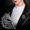 1/4Pcs Retro Style Brooch Sparkling Rhinestones Inlaid Horse Head Design Pin Clothes Hats Bags Badge Horse Year Zodiac Accessories