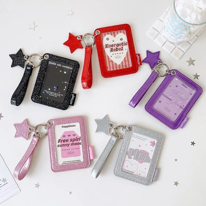 Fashion Kpop 3 Inch Solid Color Star Photocard Holder Cute Portable Card Case for Girls Kpop Fans DIY Photo Display