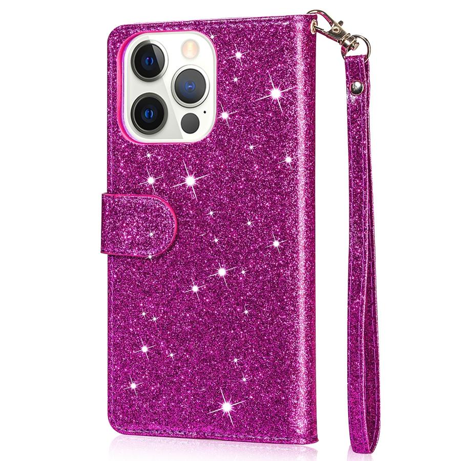 Бумажник Модные блестящие слоты для карт Флип Мягкий силиконовый слот для карт Кожаный чехол для iPhone Samsung Galaxy Xiaomi Redmi Huawei Google OnePlus Case