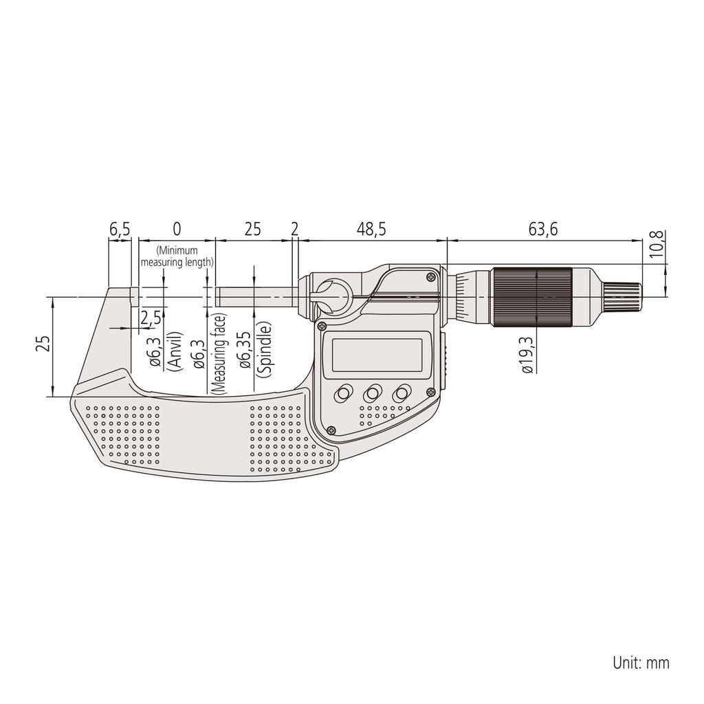Mitutoyo Digimatic Micrometer 293-234-30 MDC-25MXT
