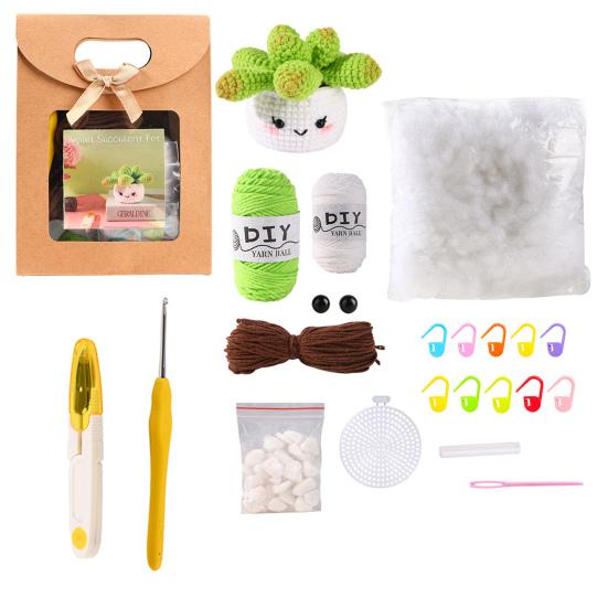 Набор для вязания крючком в форме кактуса для начинающих, набор плетеных материалов «сделай сам», стартовый набор для вязания крючком для взрослых и детей, принадлежности для вязания «сделай сам»