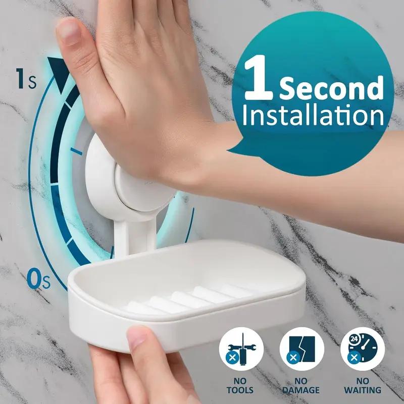 Мыльница на присоске, без перфорации, вакуумная присоска, слив, для ванной, туалета, настенная, присоска, полка, подвесная