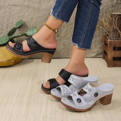 Независимая станция Новые 2025 Крутые тапочки Автомобильная линия Большой размер Наклонный каблук Полые тапочки Женщины Юго-Восточная Азия