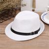 Breathable Summer Beach Wide Brim Sun Hat Jazz Hat Straw Panama Cap Cowboy Fedora Hat