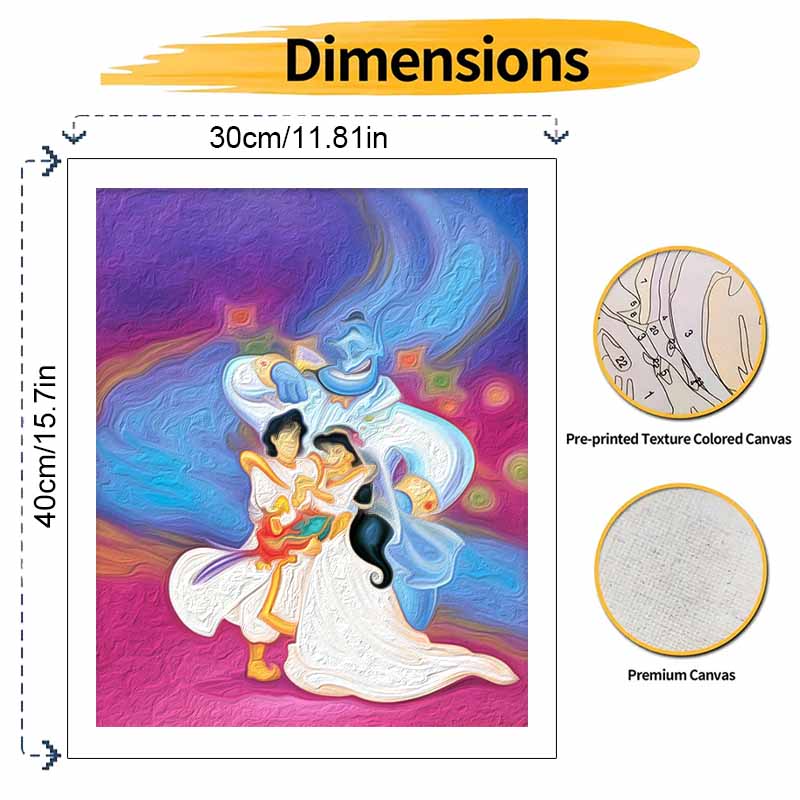 Disney Aladdin Jasmine Genie DIY Oil Painting Art Painting Kit Home Wall Decor Handmade Gift Special Wedding Romantic Keepsake Decor