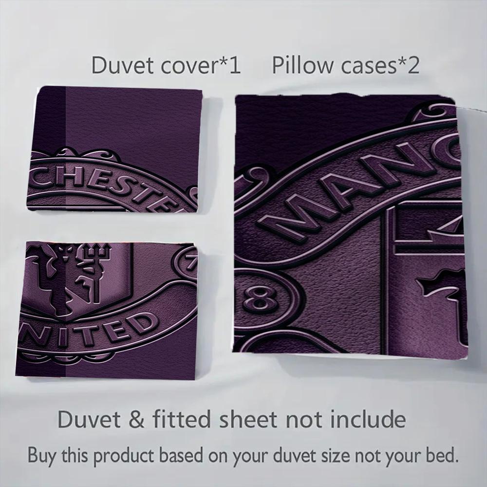 Manchester Heritage Emblem Bedding (1 * duvet cover + 2 * pillowcase, without core) 2D Flat Bedding set Christmas birthday gift