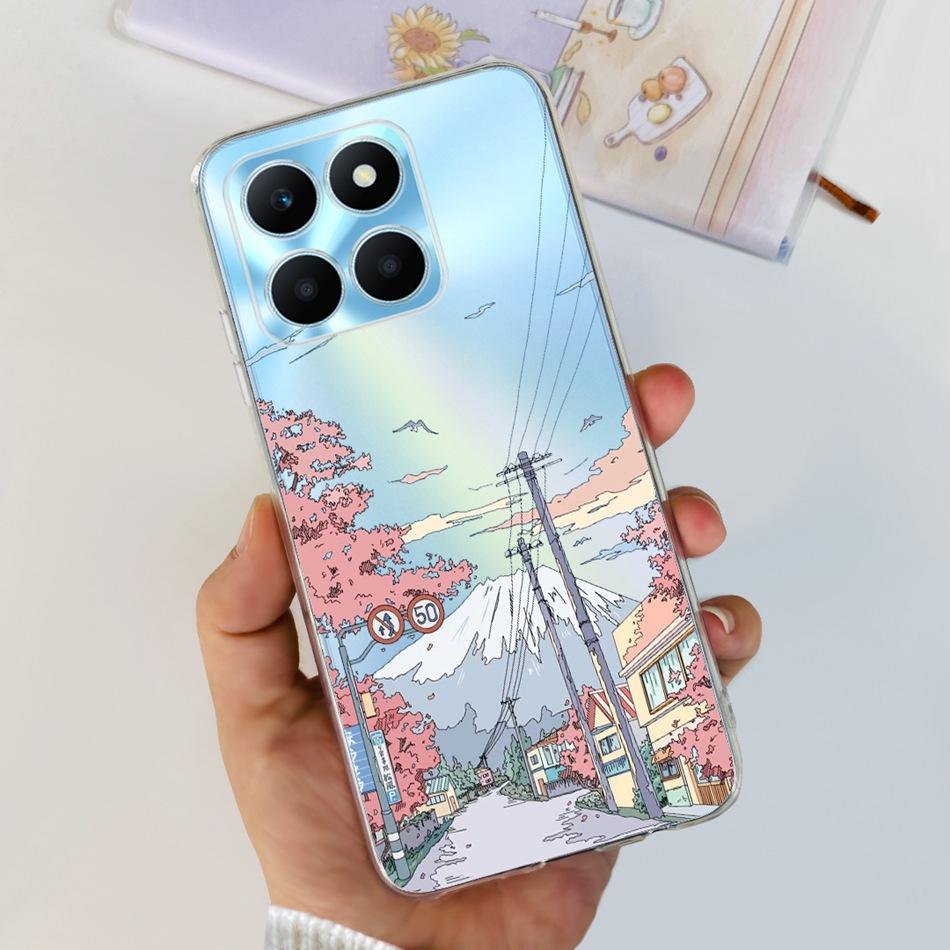 For Honor X6a Phone Case HonorX6a X 6A 4G WDY-LX1 Cute Butterfly Flower Painted Soft Silicone TPU Back Cover Bumper