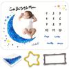 Sleep Art Moon Age Photo Mat Baby Photo Sheet Thin Blanket Baby Growth Record Gift [MUMULOT] (Navy)