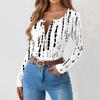 Women's Slim Bottom T-shirt Fashion Casual Gradient Printing Round Neck Pullover Long Sleeve Top