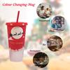 710 мл многоразовые с соломинками, креативные чашки для воды, меняющие цвет, чашка с крышкой, волшебный пластик, меняющий цвет холодной воды