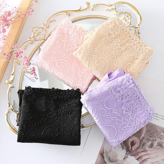 Women Briefs High Elasticity Breathable Soft Panties High Waist Solid Color Embroidery Lace Splicing Plus Size Underwear