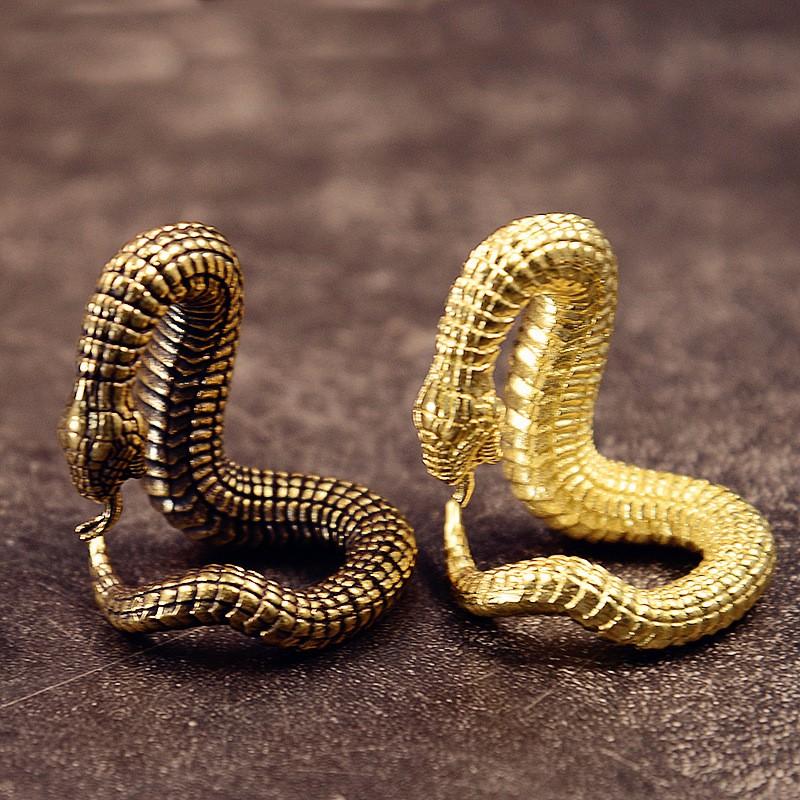 Solid Brass Snake Desktop Ornament Handcrafted Home Decor Animal Figurine Office Desk Accessory Ethnic Style