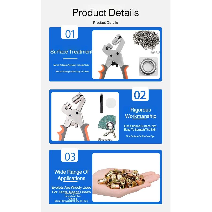 Handheld Hole Punch Eyelet Installation Tool 10mm Grommet Eyelet Plier Kit Metal Air Hole Rivet Plier for DIY Sewing & Crafting
