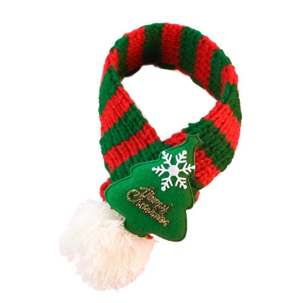 Теплый вязаный шарф для питомца в виде снеговика, зимний шарф для собаки в виде лося, шарф с цветными блоками для питомца, сохраняющий тепло