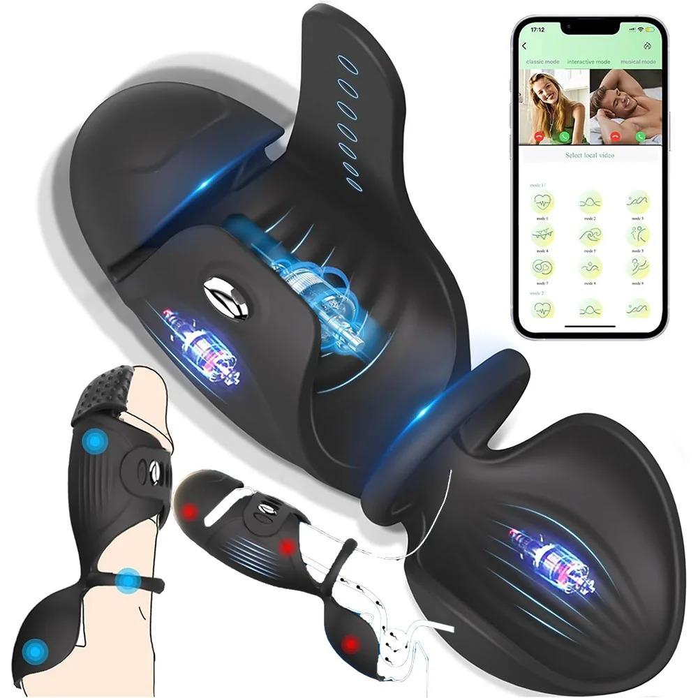 Мастурбатор Ghost Exerciser с кольцом для члена и мастурбаторами для яичек 4-в-1, регулируемый мужской мастурбатор, вибратор для пениса, тренажер, секс-игрушки