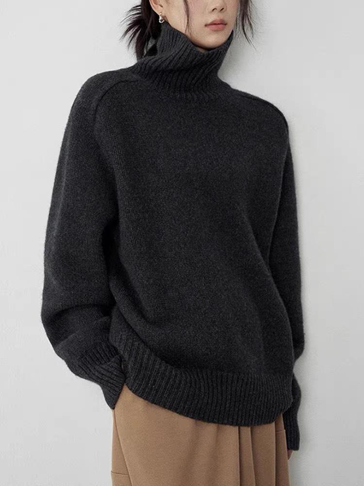 Women's Thickened High-Neck Wool Knit Pullover - Autumn/Winter '26 Collection