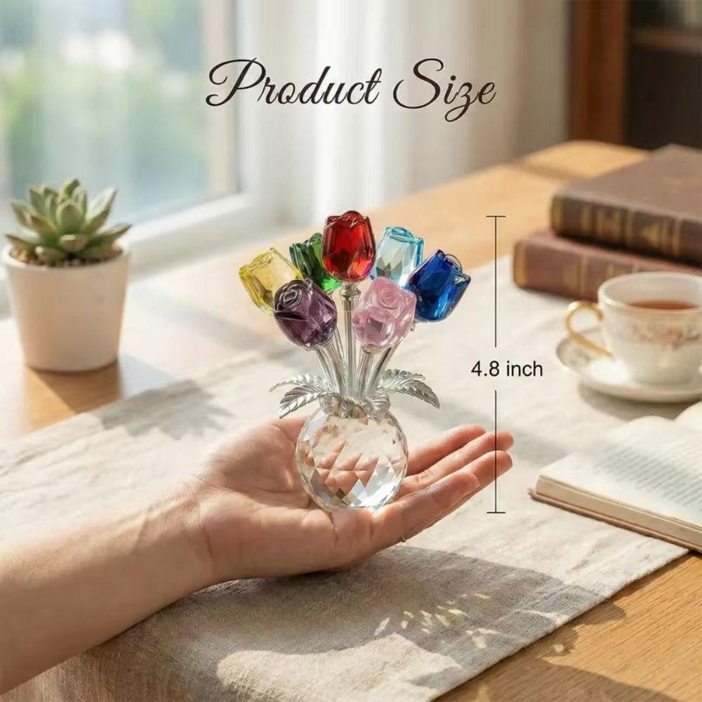 Handmade Crystal Rose Bouquet Simulated Flowers Eternal Rose Decoration Anniversary