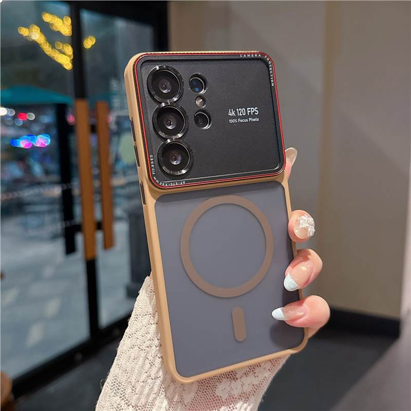 Применимо к чехлу для мобильного телефона Samsung S26Ultra металлический Lycra линза матовый магнитная застежка S25U противоударный защитный чехол премиум