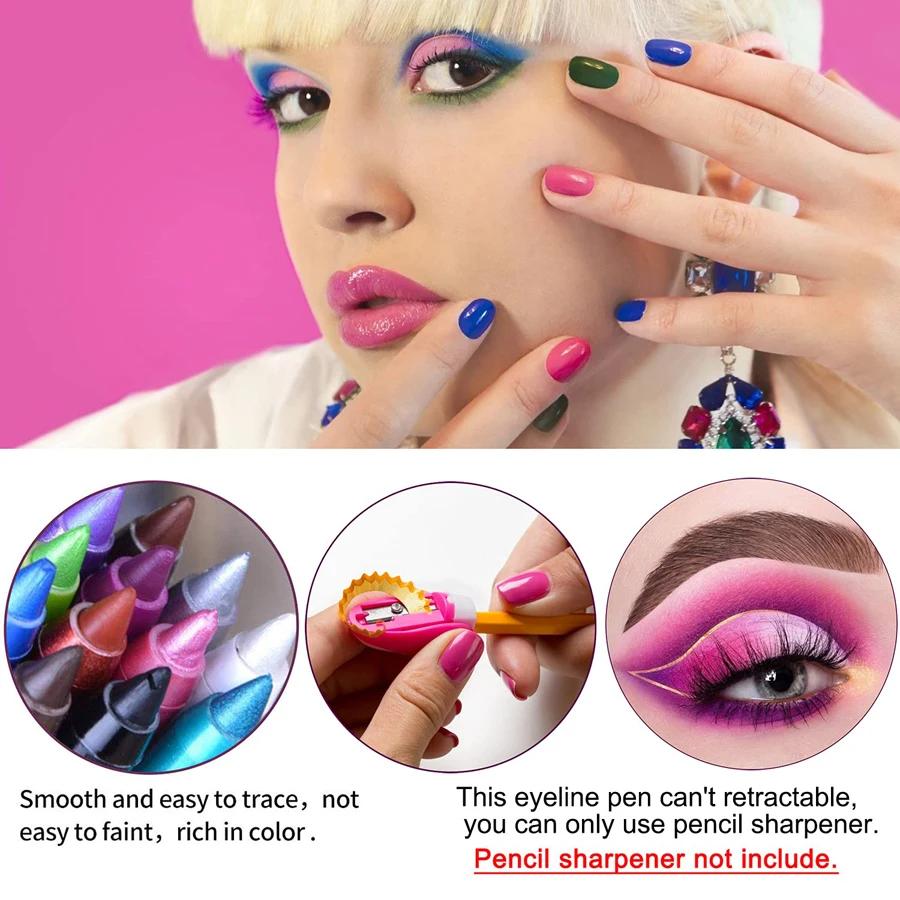 Цветная подводка для глаз с перламутровым блеском, металлическая дымчатая подводка для глаз, стойкая, водостойкая, в стиле панк-готика