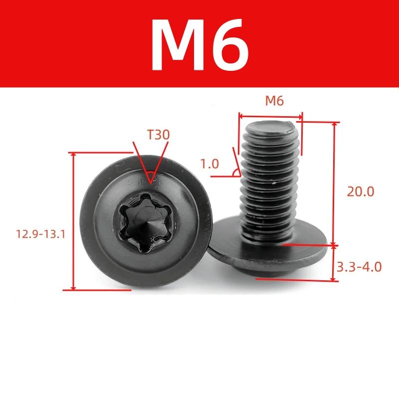 304 Torx Винт M4 M5 M6 M8 из нержавеющей стали черного цвета Torx Винт с шайбой для мотоцикла, скутера, квадроцикла, мопеда, пластиковая крышка