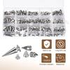 Uxcell 180 Sets Corn Nail Studs 4 Sizes Studs and Nails Leather Rivet Kit for Leather Craft Clothing Shoes Belt Bags with Installation Tools White