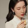 Креативная форма листа жемчужная кисточка кулон длинные серьги корейская мода ювелирные изделия девушки темперамент аксессуары для женщины