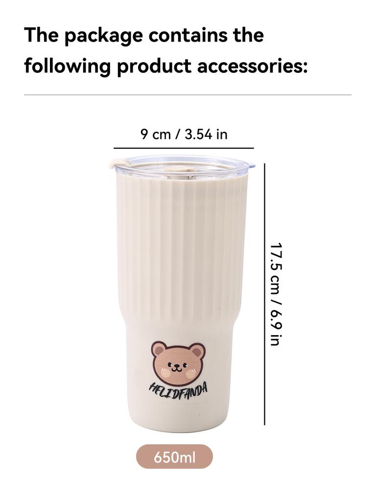 WORTHBUY Cute Bear Plastic Water Cup Large Capacity Water Bottle Travel Leak-proof Tumbler With Lid Portable Milk Coffee Cups
