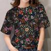 Круглый вырез с короткими рукавами женская летняя цветочная принтовая рубашка с короткими рукавами футболки женские