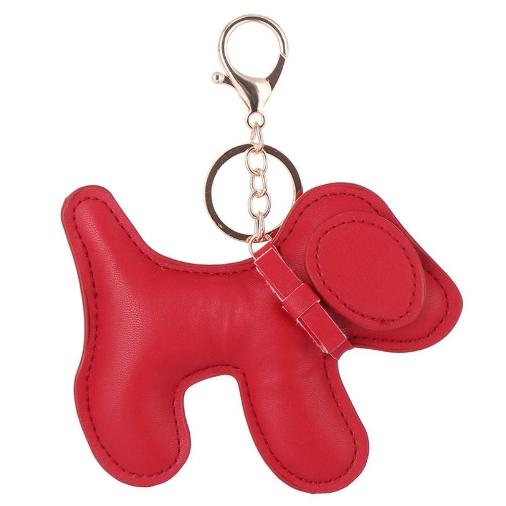 Cute Puppy Puppy Keychain PU Leather Car Key Ring Chain Cute PU Dog Keychain Bag Ornament