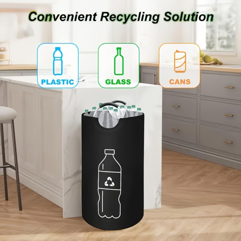 Extra Large Capacity Foldable Recycling  For Home - Cylindrical Open-Top Design, Multi-Purpose Storage Basket For Plastic Bottles, Space-Saving