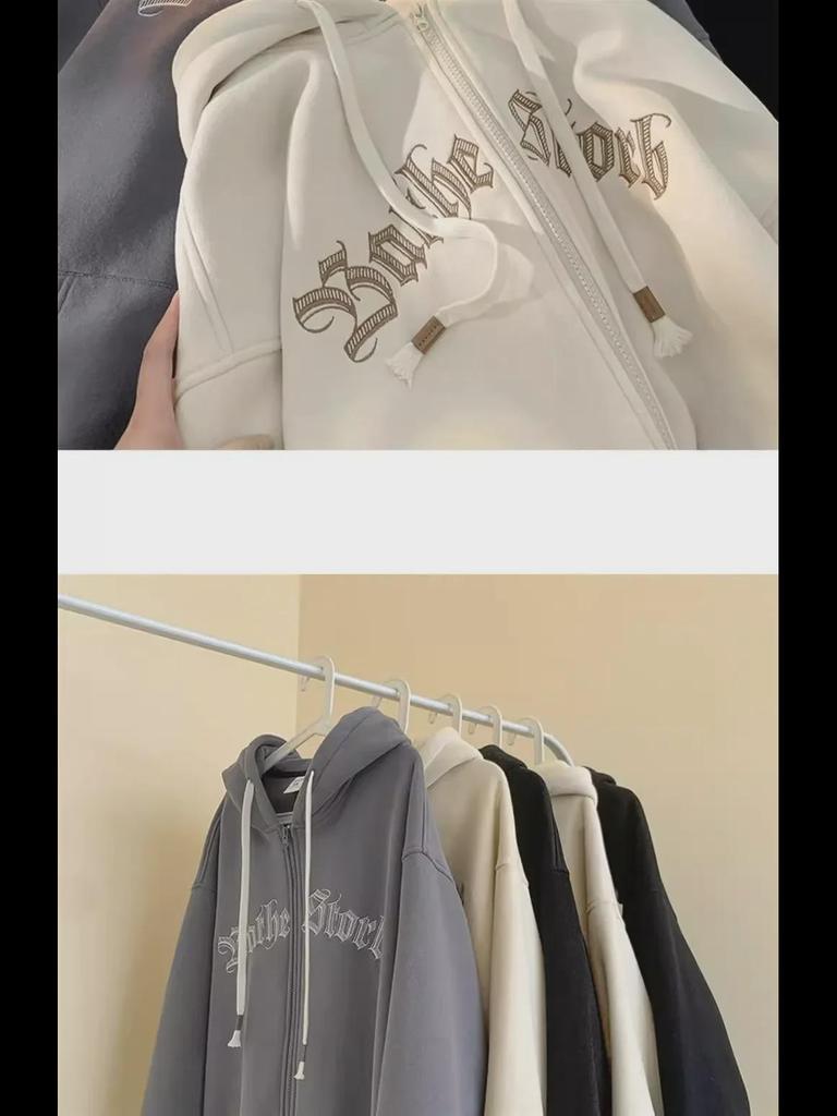 Unisex American-Style Zipper Hoodie: Loose Fit, Trendy Casual Jacket for Spring & Autumn