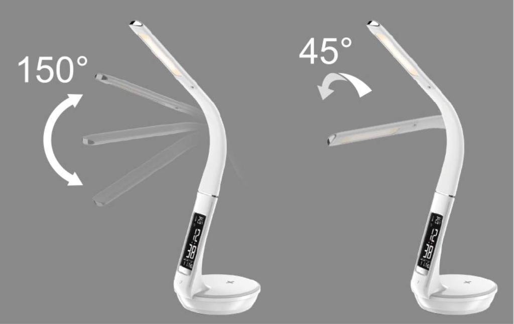 ZEPEAL Светодиодный напольный светильник с цифровым дисплеем Совместим с беспроводной зарядкой смартфона зарядка Белый (Ци)/USB DQL-H2009-WH