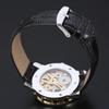 T-WINNER Gear Bezel Mechanical Watch with Hollow Dial & Leather Strap for Men and Women
