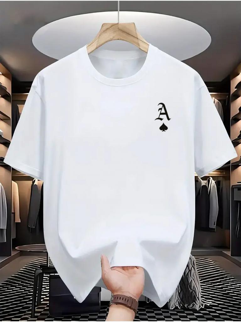 Unisexs Summer Cotton Casual Loose Fashion Poker Card A Pattern Printed Comfortable Round Neck Short Sleeve Tshirt Top