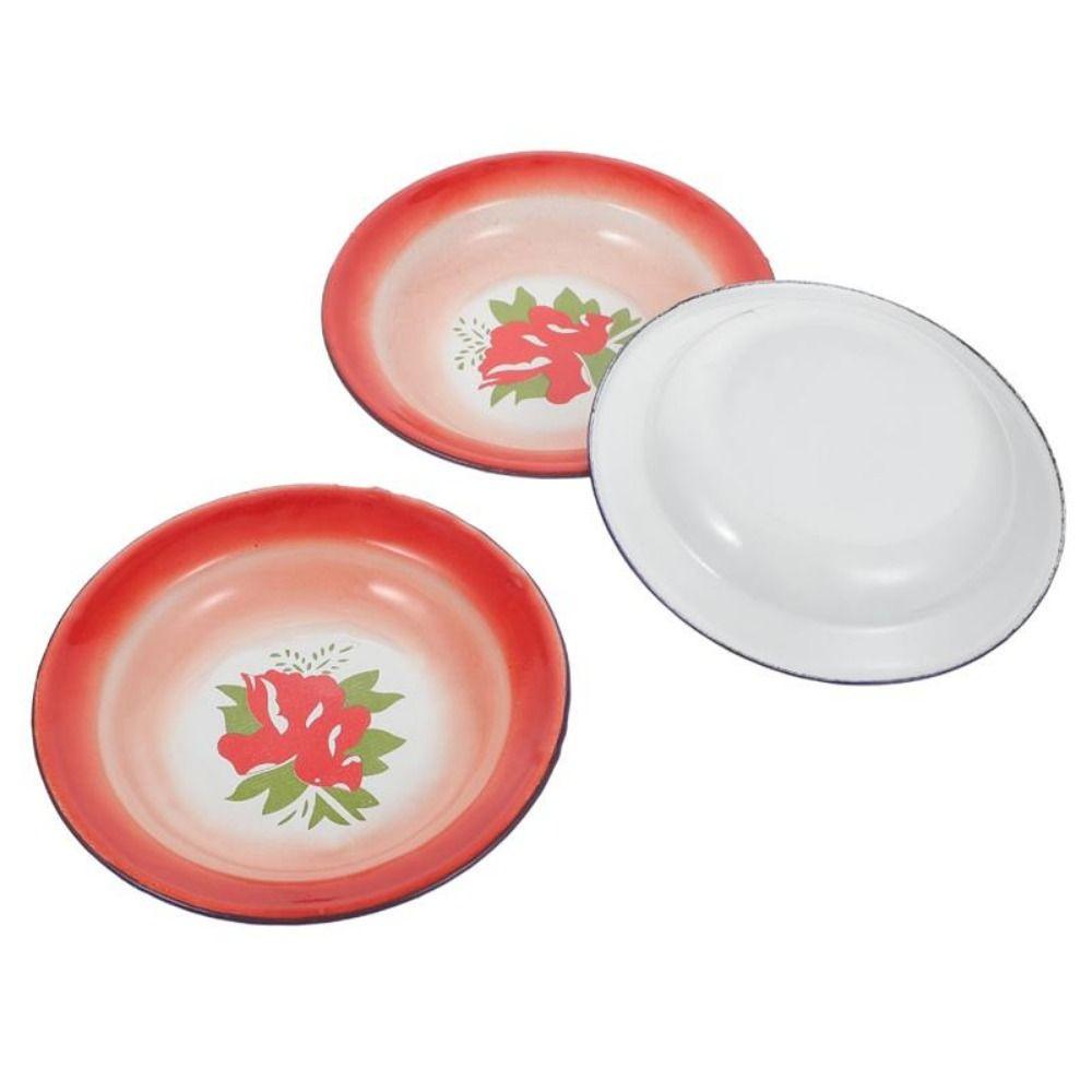 Старомодная железная эмалированная тарелка ностальгическая тема круглая эмалированная железная тарелка в китайском стиле поднос для хранения еды ресторан