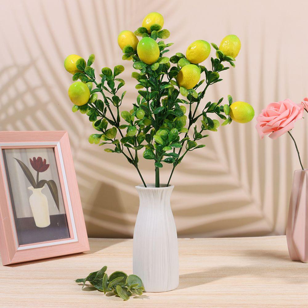 Centerpiece for Home Greenery Decoration Lemon Tree Artificial Fruit Lemon Branch with Green Leaves