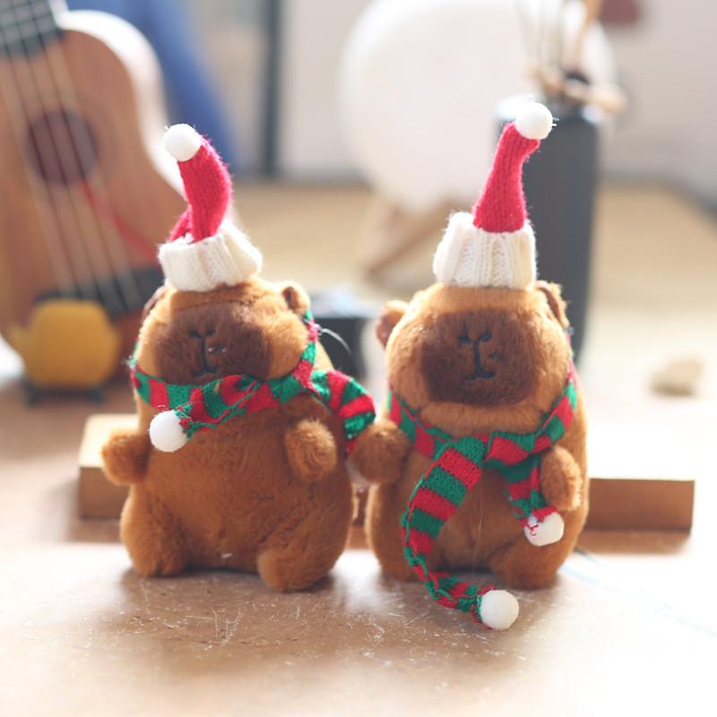 Charming Miniature Capybara Plush Toy Keychain 14cm Perfect For Holiday Cheer